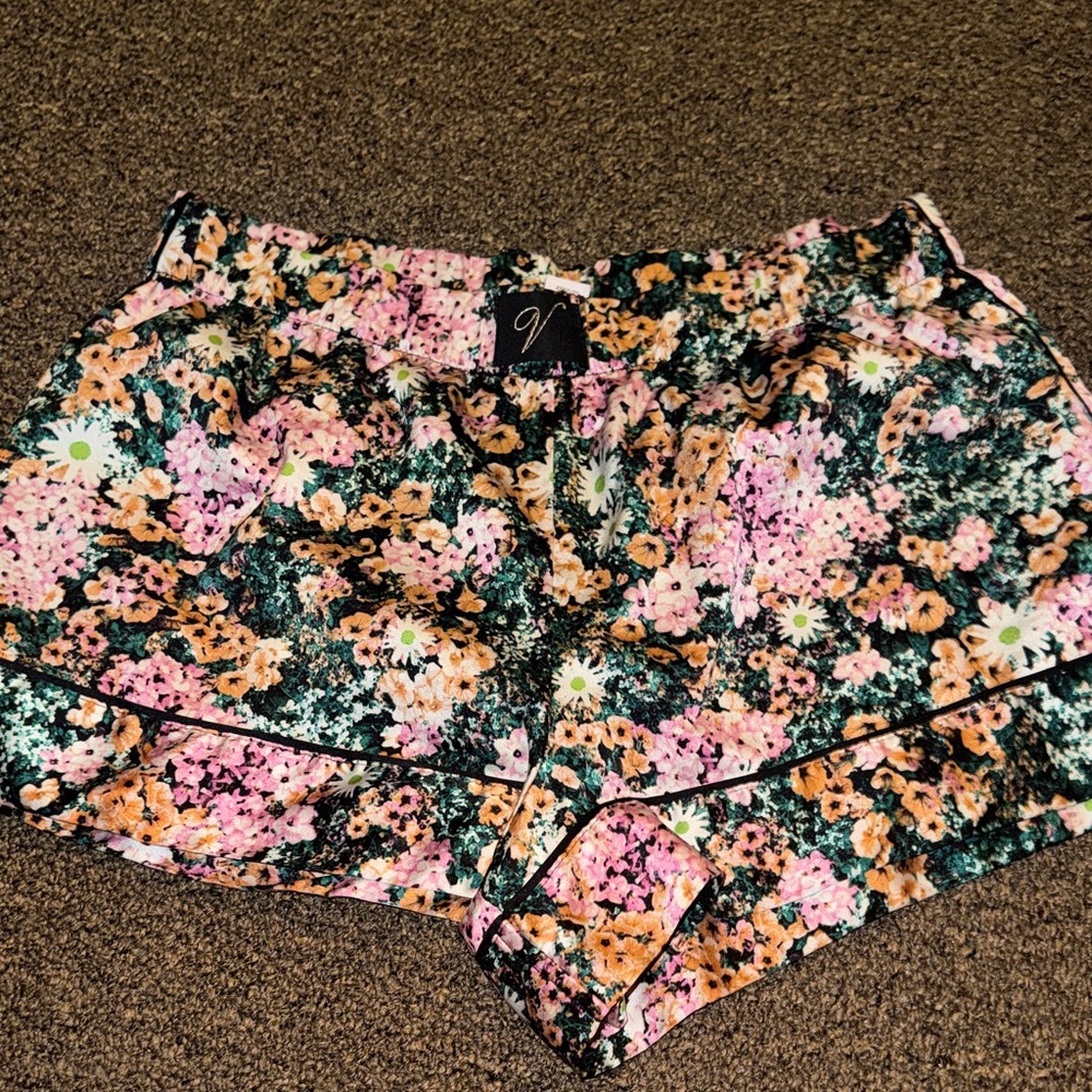 Victoria's Secret Floral Pajama Shorts - Pink and Orange